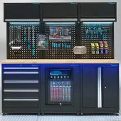 Datona Werkstatteinrichtung PREMIUM Eichenplatte mit Kühlschrank – 204 cm breit