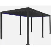 Sweeek - Pergola mit motorisiertem Lamellendach und LED-Beleuchtung Triomphe 3x6m - Anthrazit