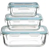 5five Simply Smart Frischhaltedosen-Set Clipeat S 3-tlg., Glas, Kunststoff, Blau, 169281