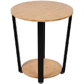Begryf Beistelltisch rund 46x46x52 cm Bambus mit Ablage schwarz modern Couchtisch Wohnzimmer