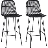vidaXL Barhocker 2 stk. Schwarz 44 x 55 x 109 cm Rattan und Stahl
