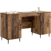 vidaXL Schreibtisch mit Regal Altholz 142,5 x 50 x 75 cm Holzwerkstoff