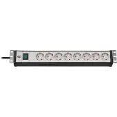 Brennenstuhl -Line 19" Steckdosenleiste für Schaltschränke 8-fach schwarz/lichtgrau 3m H05VV-F 3G1,5 19"-Format, 1156057018