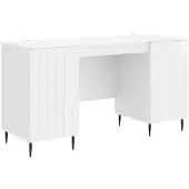 vidaXL Schreibtisch Hochglanz Weiß 142,5 x 50 x 75 cm Holzwerkstoff