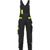 Dassy Stretch-Arbeitslatzhose mit Kniepolstertaschen Ulsan - schwarz/neongelb - 46-5cm