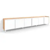 Skraut Home TV-Möbel Holzeffekt weiß und eiche 309x35x61cm mit Beinen