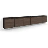 Skraut Home TV-Möbel Holzeffekt dunkler eiche und schwarz 309x35x50cm Hängend