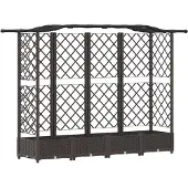 vidaXL Hochbeet mit Rankgitter und Dach Braun 203,5 x 40 x 123 cm PP