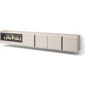 Skraut Home TV-Möbel Holzeffekt beige 315x35x50cm Kamin mit Feuereffekt XXL