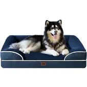 OEM XXL Hundebett 132x104x20cm, Traumschaum, Waschbar, Wasserfest, Antirutsch, Hochrand, Marineblau