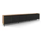 Skraut Home TV-Möbel Holzeffekt schwarz und eiche 309x35x61cm mit Beinen