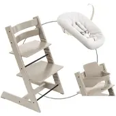 Stokke Tripp Trapp Bundle Treppenhochstuhl inklusive Newbornset Vanilla White & Babyset, grau