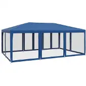 vidaXL Partyzelt mit 10 Mesh-Seitenteilen Blau 6x4 m HDPE