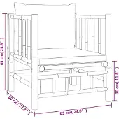 vidaXL 7-tlg. Garten-Lounge-Set mit Dunkelgrauen Kissen Bambus