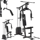 ArtSport Kraftstation ProfiGym 2000 mit Latzug- & Butterflystange, Seilzug & Beinstrecker - 9 Gewichte mit 40kg - Multistation Krafttraining Zuhause
