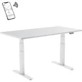 KIMEX - Motorisierter Sitz-Steh-Schreibtisch 150x75cm Weiße Tischplatte/Weiße Beine
