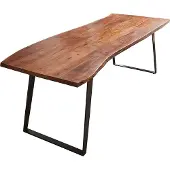 Sam Esstisch Baumkante Akazie nussbaum 160x85 schwarz schräges U-Gestell HAVANNA