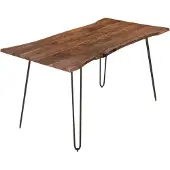 Sam Esstisch Baumkante massiv Akazie nussbaum 140 Hairpin-Gestell schwarz HANNAH