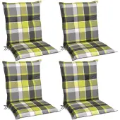 Beautissu 4er Set Sunny GR Niedriglehner Auflagen 100x50 cm in Grün Kariert
