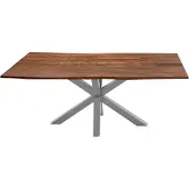 Sam Esstisch Baumkante massiv Akazie nussbaum 200 cm Spider-Gestell silber QUINCY