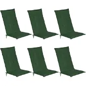 Beautissu 6er Set Gartenstuhlauflage Loft HL Dunkelgrün, 120x50x6cm