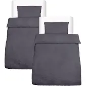 Beautissu BETTWÄSCHE Meline 155/220 cm + Kissenbezug 40/80 cm Anthrazit Seersucker 2er Set
