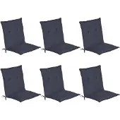 Beautissu 6er Set Niedriglehner Auflage Loft NL, 100x50x6cm, Dunkelblau