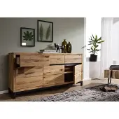 MASSIVMOEBEL24.DE Sideboard Wildeiche 175x45x85 natur geölt VILLANDERS #108