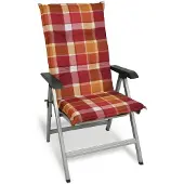 Beautissu Hochlehner Auflage Gartenstuhl 120x50 cm Polster Rot Kariert