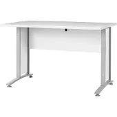 Ebuy24 Prisme Schreibtisch Weiss und silbergrauer Stahl.