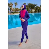 Turkishsouq Lila Burkini-Set mit vollständiger Abdeckung und schlichter Bademode