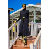 Turkishsouq Schwarzes Burkini-Set für islamische Badebekleidung mit vollständiger Abdeckung von Marina