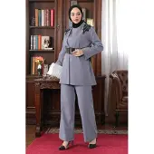 Turkishsouq Spitzen Detailed Jumpsuit Set Grau