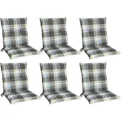 Beautissu 6er Set Sunny BK Niedriglehner Auflagen 100x50 cm in Blau Kariert