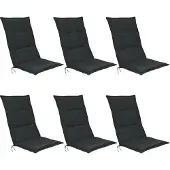 Beautissu 6er Set Hochlehner Set Base HL Sitzkissen, 120x50x6cm Graphitgrau