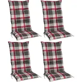 Beautissu 4er Set Hochlehner Auflagen Set 120x50 cm Polster Rot Kariert