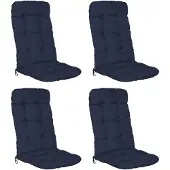 Beautissu 4er Set Hochlehner Auflagen Flair HL, 120x50x8cm, Dunkelblau