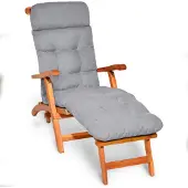 Beautissu Bequeme Liegenauflage Deckchair, 200x50x8 cm, Hellgrau