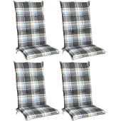 Beautissu 4er Set Hochlehner Auflagen Set 120x50 cm Polster Blau Kariert