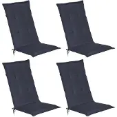 Beautissu 4er Set Gartenstuhlauflage Loft HL Dunkelblau, 120x50x6cm