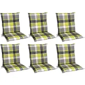 Beautissu 6er Set Sunny GR Niedriglehner Auflagen 100x50 cm in Grün Kariert