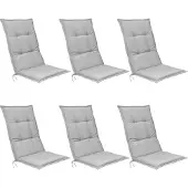 Beautissu 6er Set Hochlehner Set Base HL Sitzkissen, 120x50x6cm Hellgrau