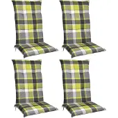 Beautissu 4er Set Hochlehner Auflagen Set 120x50 cm Polster Grün Kariert