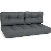 Beautissu Palettenkissen Outdoor 1x Sitzkissen & 2x Rückenkissen, Grau