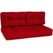 Beautissu Palettenkissen Outdoor 1x Sitzkissen & 2x Rückenkissen, Rot