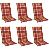 Beautissu 6er Set Hochlehner Auflagen Set 120x50 cm Polster Rot Kariert