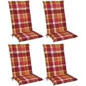 Beautissu 4er Set Hochlehner Auflagen Set 120x50 cm Polster Rot Kariert