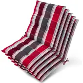 Beautissu 5er Set Sun-NL Niederlehner Auflage 105x50x8cm Rot-Anthrazit-Gestreift