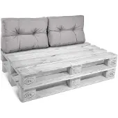 Beautissu 2X Rückenkissen Palettenkissen Outdoor Eco Style, 60x40cm, Hellgrau