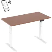 KIMEX - Motorisierter Sitz-Steh-Schreibtisch 120x75cm Nussbaumplatte/Weißes Gestell